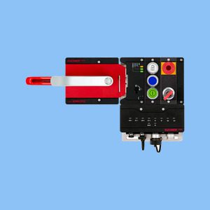 MGB2-L1HEB-PN-U-S4-CA-L 174452 Set nút bấm MGB2-L1...-PN (3 nút bấm, dừng khẩn cấp, công tắc xoay cần chìa, nguyên lý dòng kín, bản lề cửa bên trái Euchner