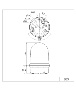 883.330.60 Đèn báo LED gương xoay 115-230VAC màu vàng WERMA
