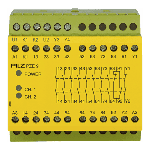 PZE 9 24VDC 8n/o 1n/c Mô-đun mở rộng tiếp điểm an toàn Pilz